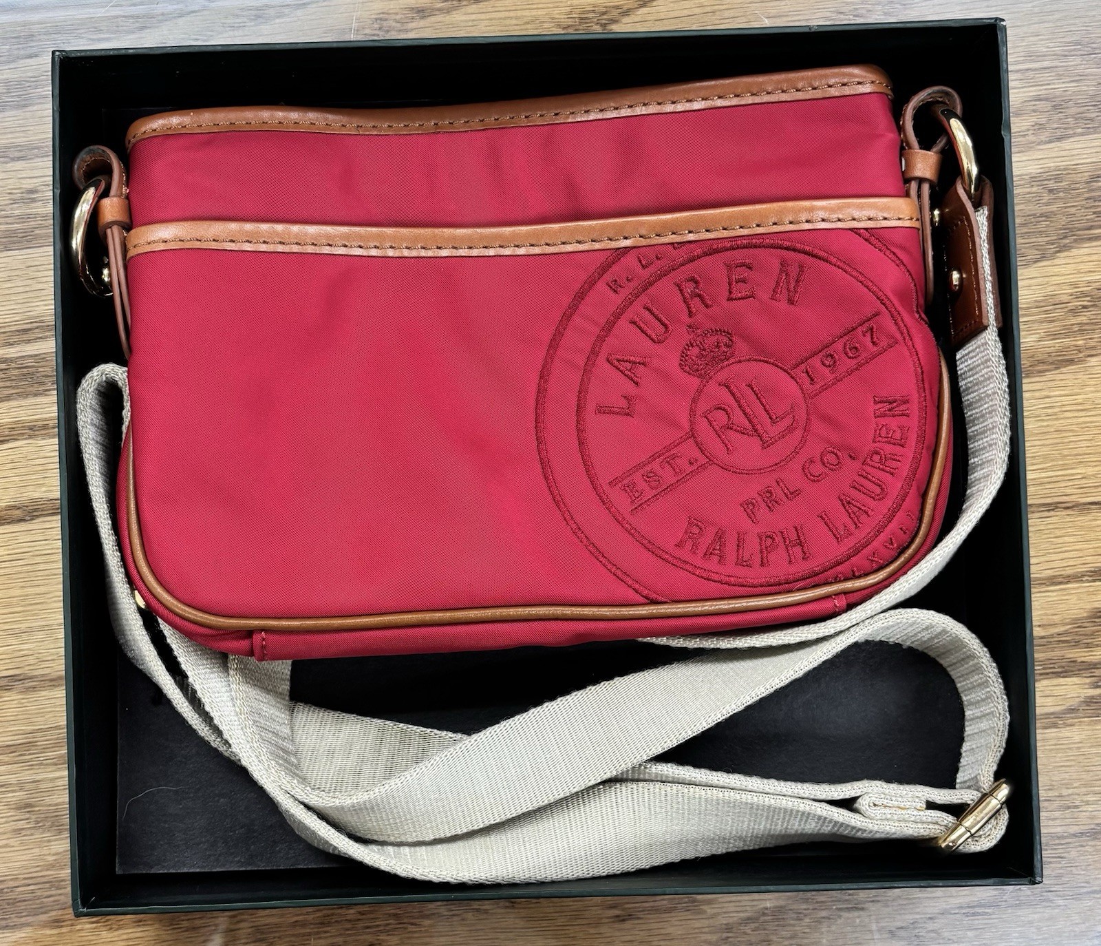 Rare Vintage NYC Ralph Lauren Polo Stewart Crossbody Bag Purse w/ OG Box Vintage