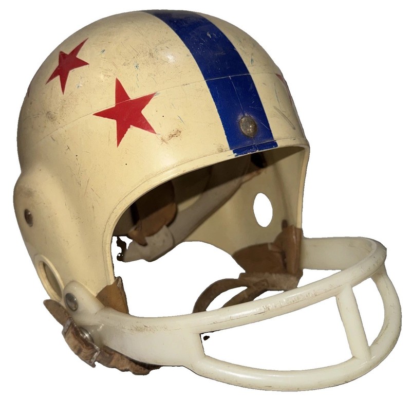 Vintage 1960s MacGregor | DE494G | Large Football Helmet | Red Stars Blue Stripe