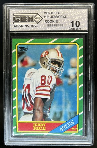 1986 Topps Jerry Rice Rookie RC #161b 49ers GEM 10 (83)