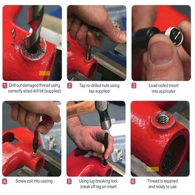 Universal Helical Threaded Insert Repair Kit High Speed Steel For Engine Repairs