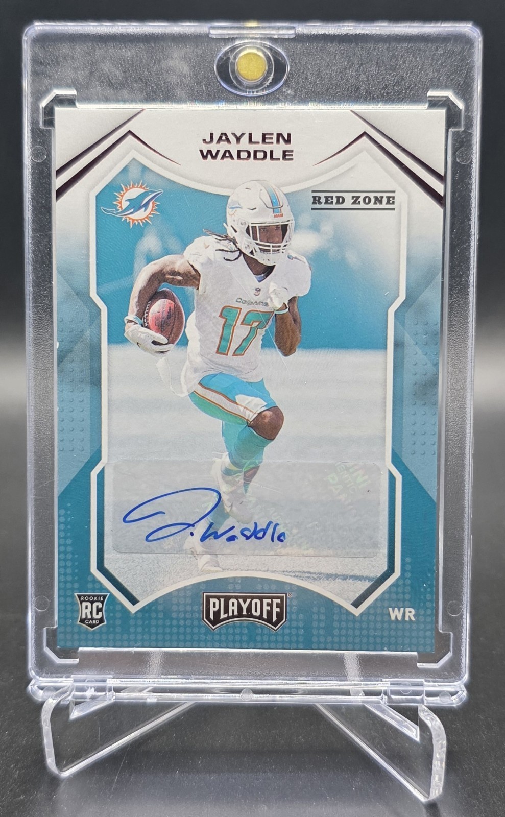 2021 Panini Playoff Jaylen Waddle #206 Red Zone Rookie Auto Miami Dolphins