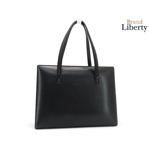 Loewe Postal Vintage Logo Handbag Square Black Leather Used LIBR-0