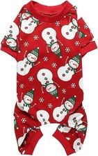 Lanyarco Cute Snowman Dog Pajama Reindeer Small Pet Small, Red
