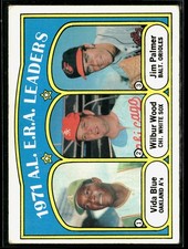 1971 A.L. E.R.A. Leaders (Vida Blue / Wilbur Wood / Jim Palmer) 1972 Topps #92
