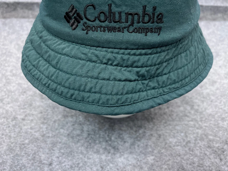 Columbia Sombrero Cubo Adulto Pequeño Verde Azulado Algodón Poli Polar Cuello Solapa Campamento Hecho en EE. UU. Foto 3 de 4