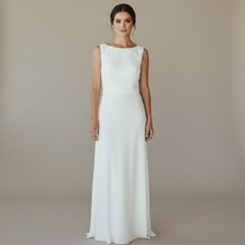 Vintage 100 Silk Ivory Wedding Dress One Time Worn Minimalist Bridal Gown S- 10