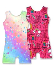 Nymphperi Leotard for Girls Gymnastics 7-8 Years, 2pcs Rainbow Star  Hotpink
