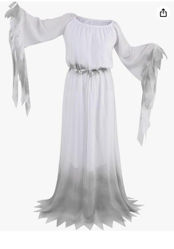 Womens Plus Size Ghost Costume Halloween Victorian Gossamer Medium White