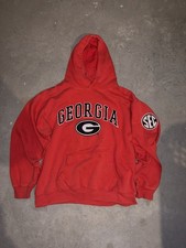 Vintage Blue 84 University of Georgia Bulldogs Hoodie Men’s Size Large Red