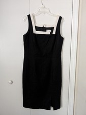 DAVID MEISTER Vintage Black & White Linen Shift Dress Size 10