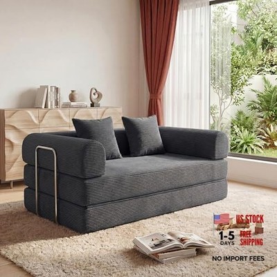  53.15'' Boneless Couch,4-in-1 Futon Sofa Bed Modular 53.15'' Loveseat Sofa Grey