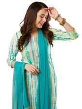 GoSriKi Women's Rayon Viscose Printed Straight Kurta with Pant Dupatta