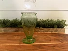 Stunning Green Cameo Depression Glass . 5-3/4" Vase.  Very elegant.
