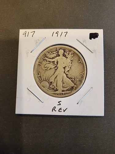 1917-S Walking Liberty Half Dollar Reverse Mint Mark Very Good Condition