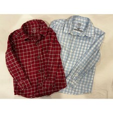 Falls Creek & Carter's Boys Plaid Button Down Shirts Lot of 2 Blue Red Size 4T