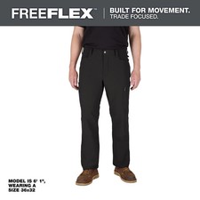NEW Milwaukee M651B Men's 34x30 Black FREEFLEX Tech Work Pants with 7 Pockets