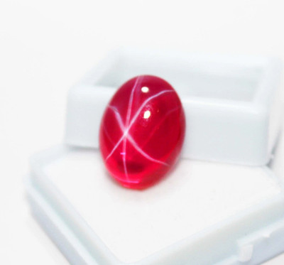 8.64 Ct Natural Red Star Ruby Cabochon Cut GIE CERTIFIED Loose Gemstone 6 Rays