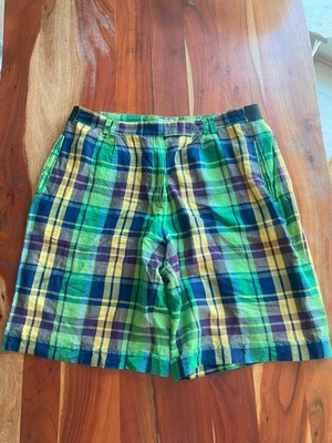 BRAX finest Quality GOLF Shorts Gr46 grün gelb blau kariert Bundweite 48-50 Züge