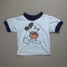 VTG 80s Disney Mickey Mouse Ringer Kids T-shirt Size Youth S