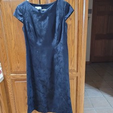 Talbots Black Midi Cap Sleeve Linen Blend Sheath Dress in Black Size 4 petite