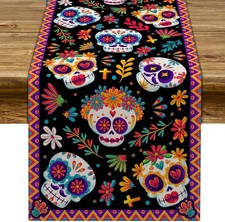 Day of the Dead Table Runner Sugar Skull Dia De Los Muertos Mexican Festival Hol