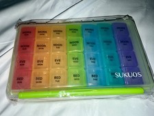 Brand New Colorful 7-Day weekly Pill Box Organizer 4 Times A Day