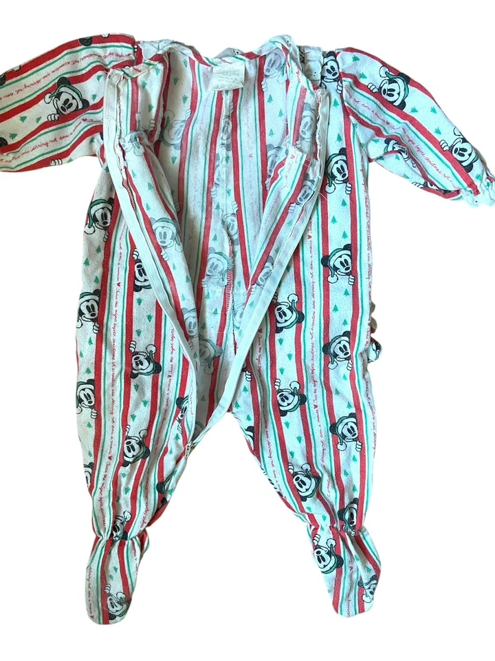 Vintage Disney Store Mickey Mouse Navidad Volantes Vagabundo Dormir Talla L Rojo Verde. Foto 4 de 4