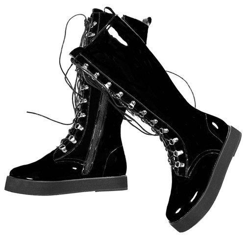 2025 Winter Plus Size Shoes Womens Patent Leather Knee High Boots Big Size Shoes - Picture 7 of 16