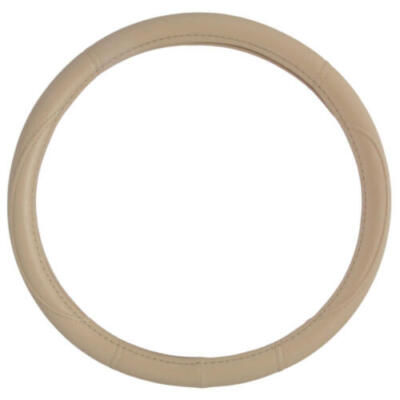 Soft Leather Grip Ergonomic Steering Wheel Cover Beige Universal Fit 14.5-15.5''
