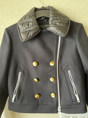 RAG BONE Military Cropped Wool Jacket Contrast Zip Sz S