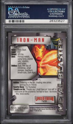 1995 Marvel Metal Card # 7 Iron Man METAL BLASTER PSA 10 GEM