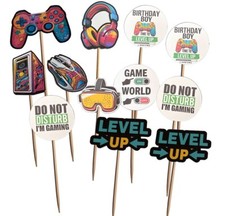 12 x Gaming & Console CupCake Toppers Party Cake Decoration Topper NON EDIBLE