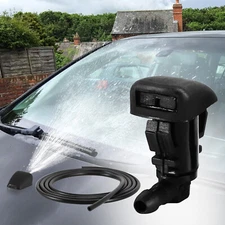 Windshield Washer Squirter Water Pump & Nozzles Kit Spray Fluid Hose Connector