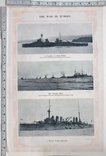 1914 TIMES OF INDIA PRINT WWI WAR IN EUROPE HMS LION BATTLE CRUISER GERMAN FLEET