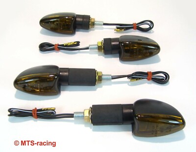 2 Paar Motorrad Miniblinker getönt kurz lang schwarz universal Halogen 12V 21W
