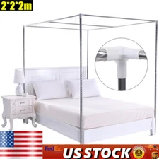 King Size Metal Canopy Bed Frame 4 Corner Bedding Canopy Frame Post Stainless