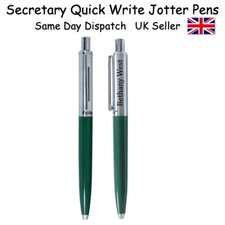 PERSONALISED ENGRAVED SECRETARY QUICK WRITE JOTTER BALLPOINT PEN - Black Blue