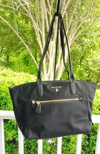 Borsa Michael Kors MEDIUM nylon nero Kelsey con bordo in pelle con manico trolley