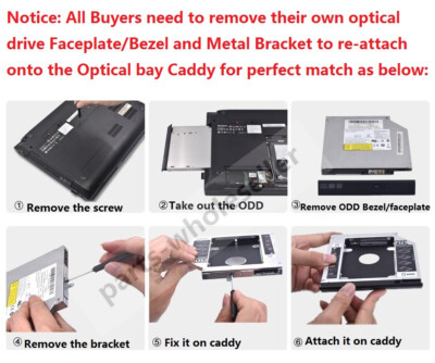 SATA 9,5mm 2. ° HDD SSD Disco Duro Bahía óptica Caddy Para
