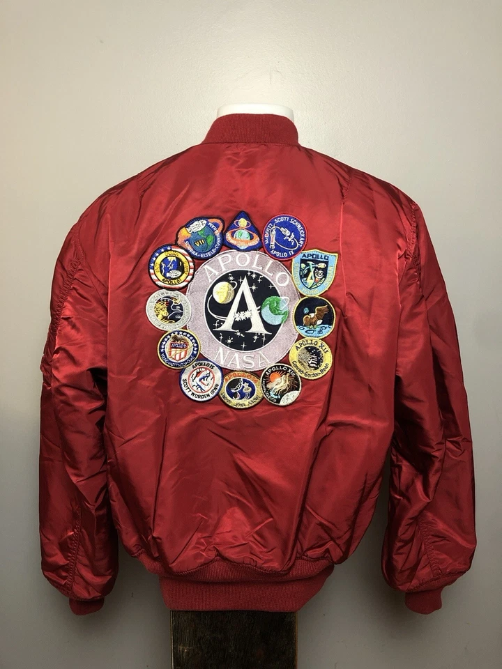 Alpha Industries NASA Apollo MA-1 Bomber Jacket Men’s Large Nylon - Image 2 of 4
