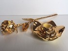 Warranted 22 K Gold Candle Stick Holder & Golden Long Stem Forever Rose — photo 1