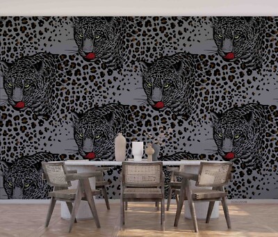 3D Leopard Hand Drawn Pattern Self-adhesive Removable Wallpaper Murals