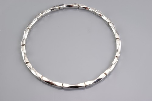 Taxco Sterling Silver 3mm Solid Notched Bar Modernist Bangle Bracelet 16g Mex 8" - Picture 3 of 6