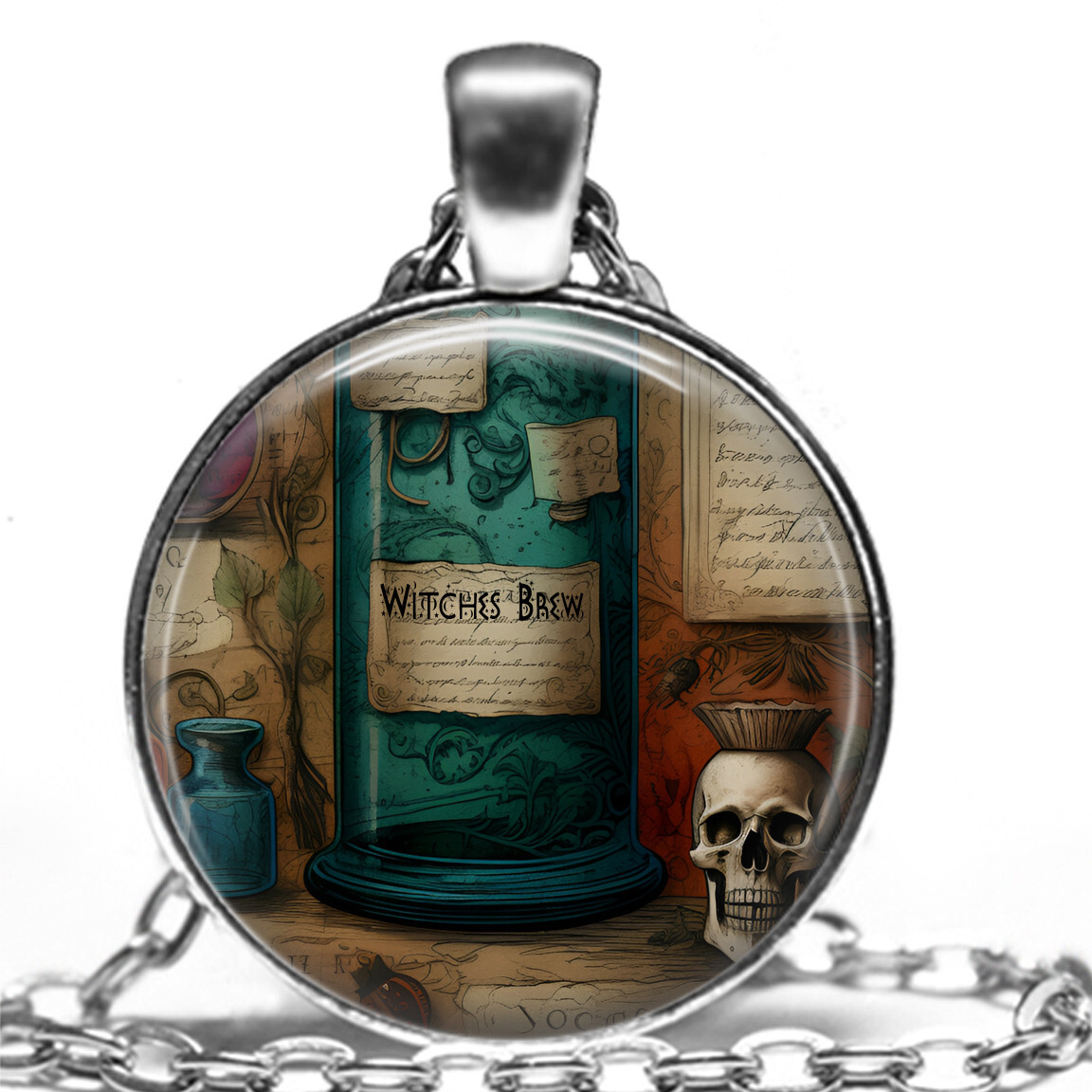 Magic Witch Potions Apothecary Fantasy Alchemy Gift Pendant Necklace 24"
