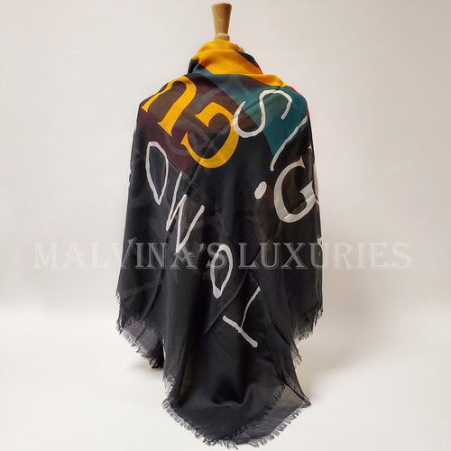 GUCCI SCARF COCO CAPITAN TOMORROW GG LOGO BLACK MODAL SILK SHAWL SQUARE 55" - Picture 12 of 20