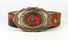 Heritage Buckles Brass Buckle End of the Trail Men's Brown Leather Belt size 40