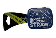 Gosili Reusable Silicone Straw COBALT Travel Size Compact Tin NEW Standard Size