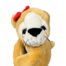 VTG Girl Lion 9” Plush PBC International Stuffed Animal Red Hair Bow Realistic