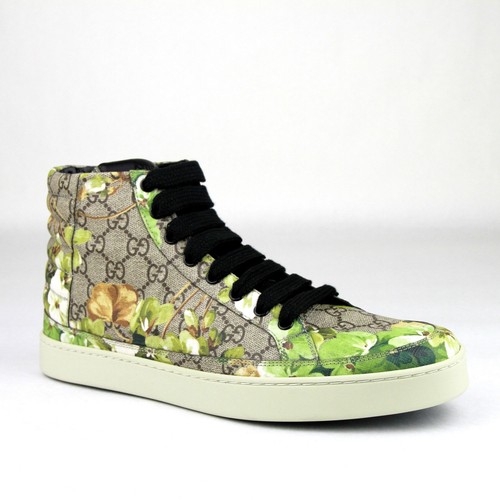 Gucci Supreme Gg Tela ' Bloom ' Stampa Hi Top Scarpe da Tennis Verde 407342  8960 | eBay