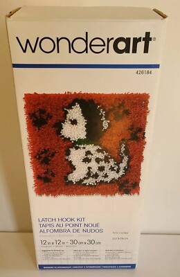 Dalmatian Dog Puppy Latch Hook Kit, 12'' x 12'' Spinrite Wonderart 426184 Rug Kit